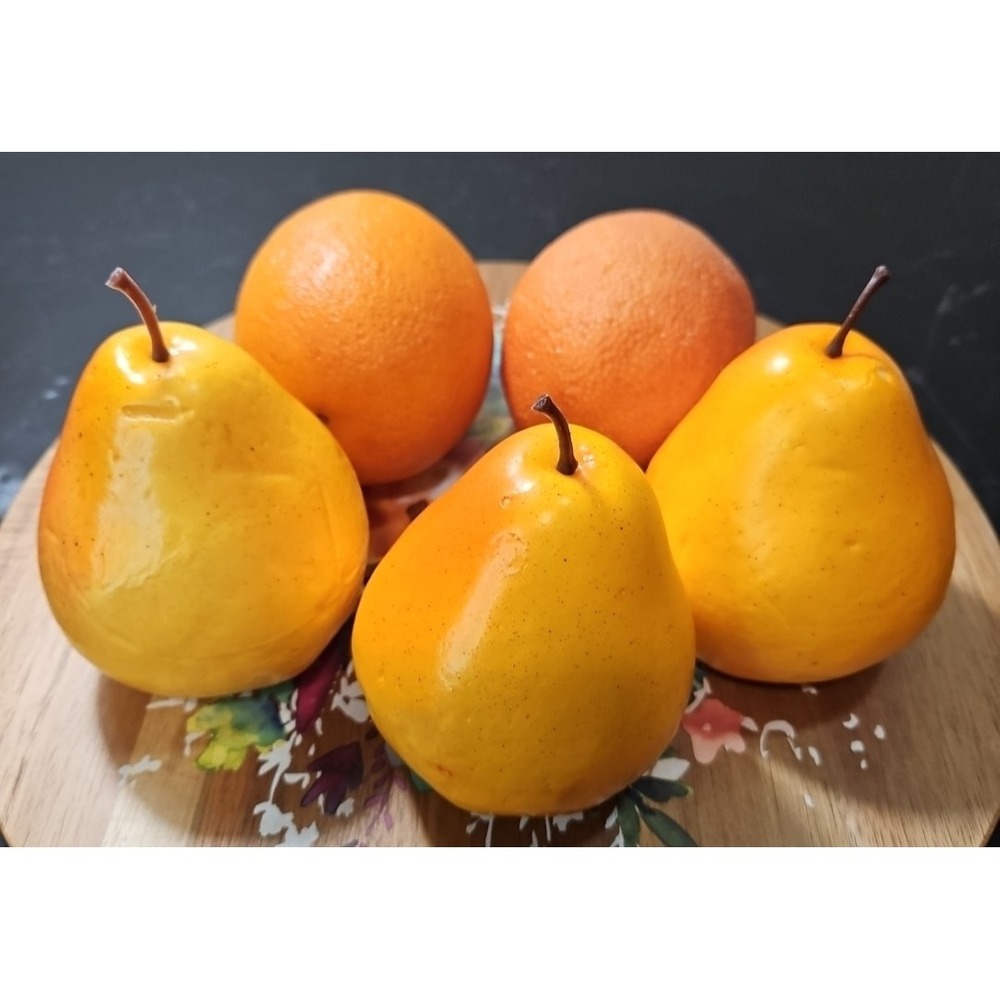 Realistic NAVAL ORANGES & BARTLETT PEARS Artificial Fake Fruit Plastic Lot of 5